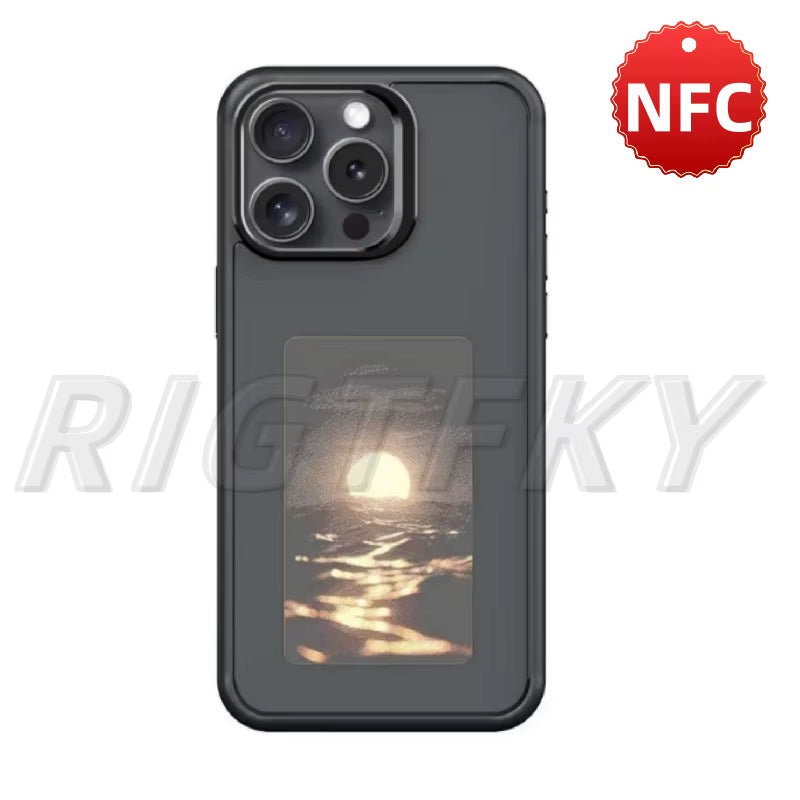 NFC Display Screen APP Smart Phone Case for Iphone 16 15 14 13 Pro Max DIY Phone Covers with Protector Back Fundas Battery Free