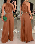 Women’s Elegant Halter & Lace-Up Wide Leg Jumpsuit | Sleeveless High Waist Pleated One-Piece | Spring 2026 Collection