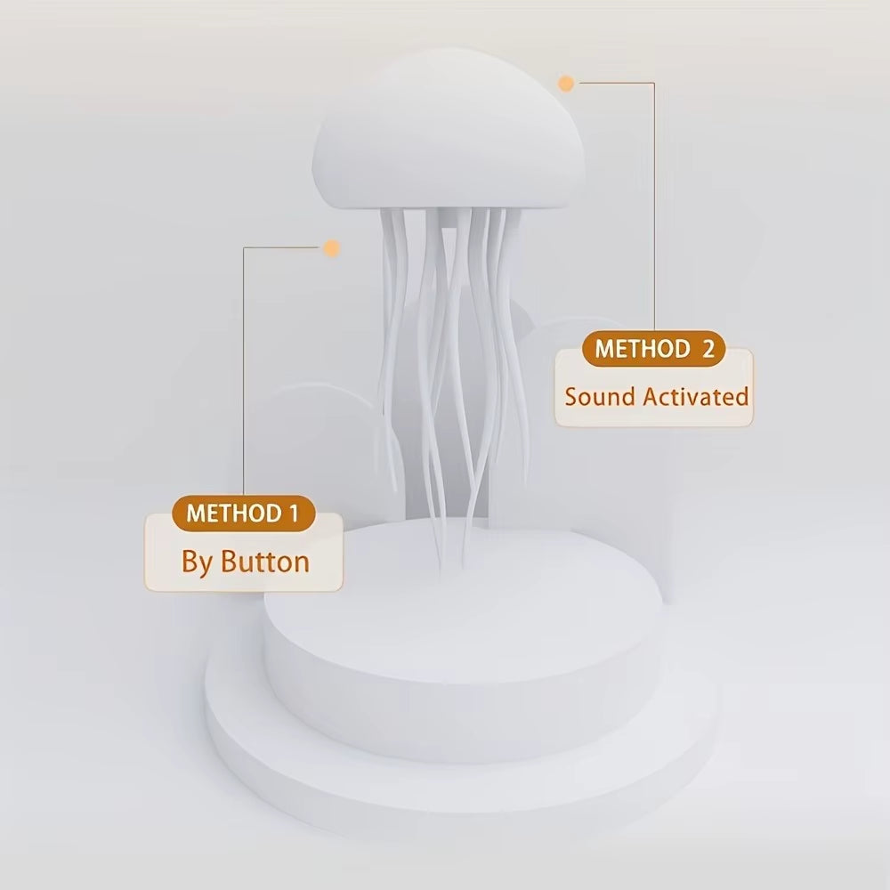 Bionic Jellyfish Night Light,Usb Rechargeable with Voice Control,Dancing Tentacles,5 RGB Gradient,Floating Lamp,Bedroom Decor