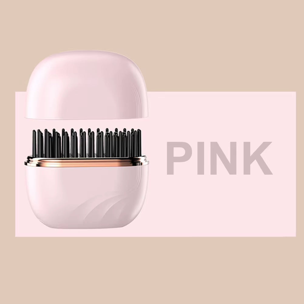 Electric Heating Hair Straightener Brush Portable Mini Hair Straightener 3 Temperature Hot Hair Comb Anti-Scald for Men & Women