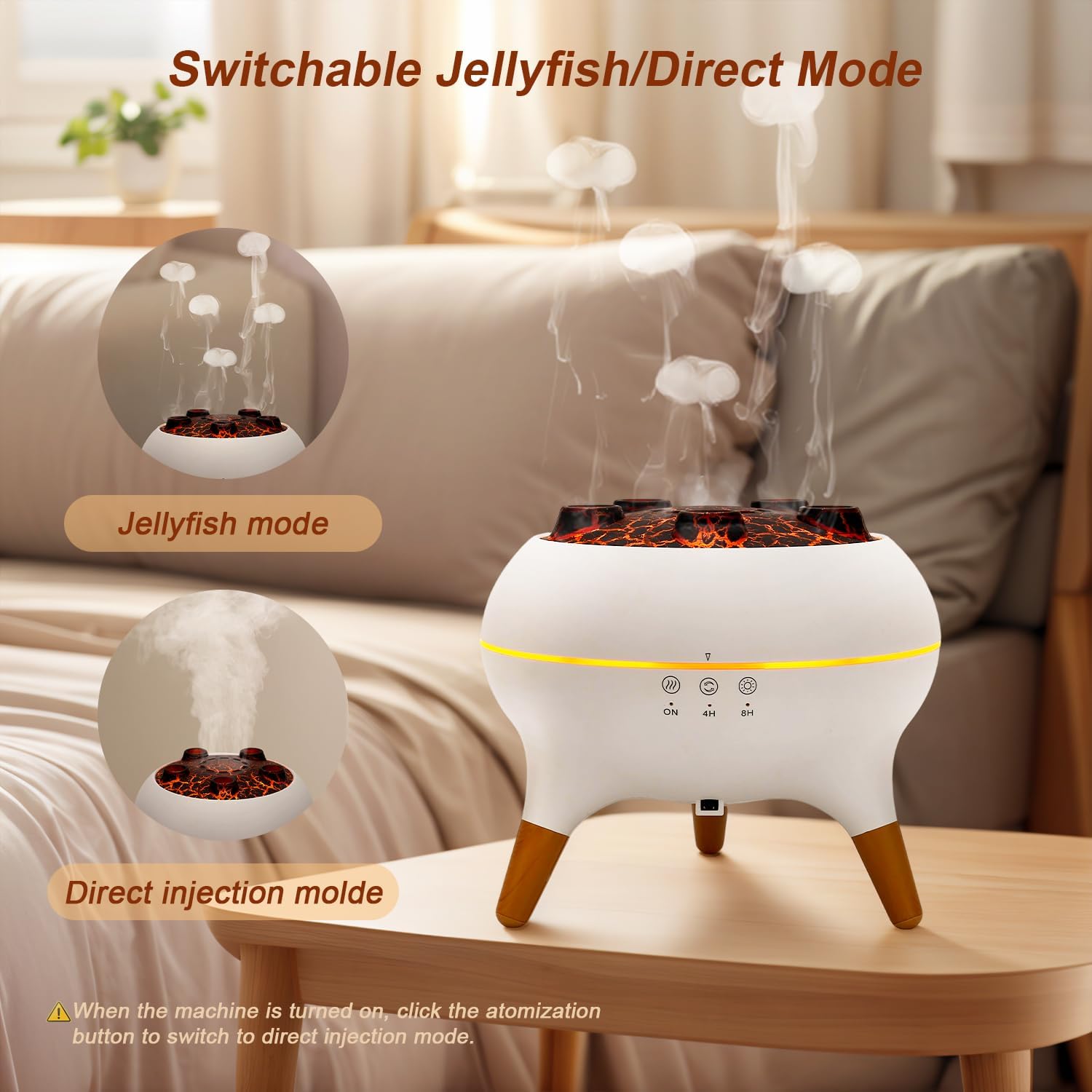 Jellyfish Diffuser, 0.66Gal(250Ml) Remote Control 7 Colors LED Lights, Easy Clean & Top Fill, Quiet with Ultrasonic, Cool Mist Humidifier for Travel Office Bedroom Baby Nursery