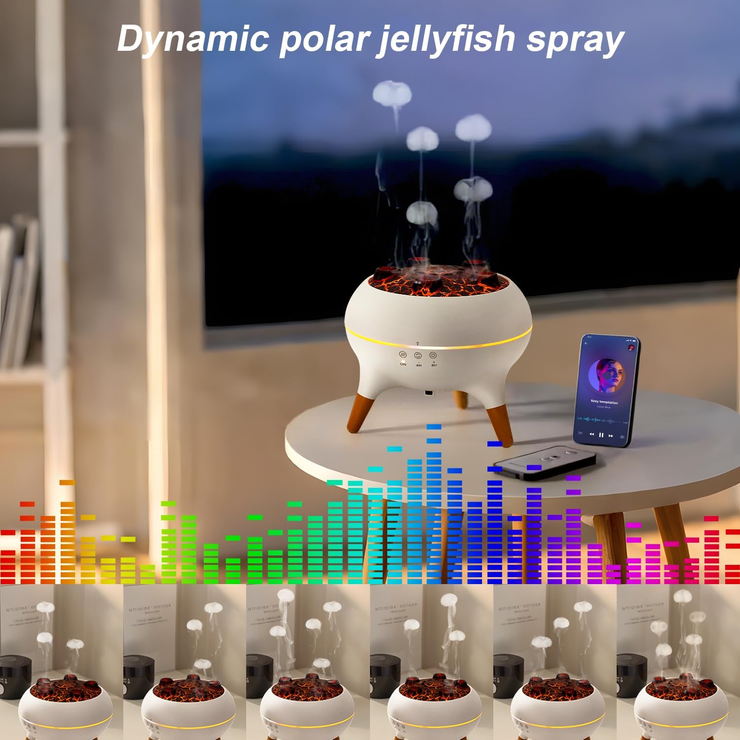 Jellyfish Diffuser, 0.66Gal(250Ml) Remote Control 7 Colors LED Lights, Easy Clean & Top Fill, Quiet with Ultrasonic, Cool Mist Humidifier for Travel Office Bedroom Baby Nursery