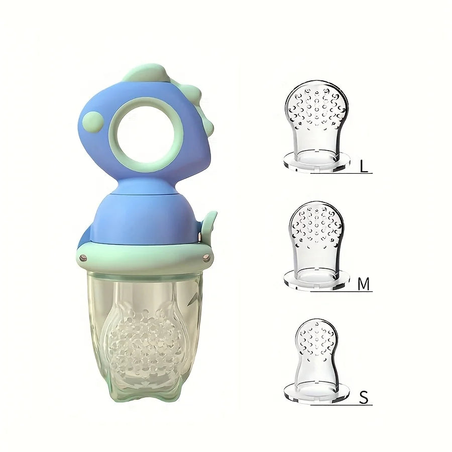 Dinosaur Rotate Push-Type Baby Fruit Feeder, Silicone Fresh Food Feeder, Kids Feeding Tool