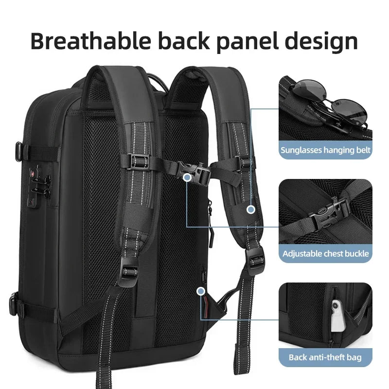 Men Travel Backpack Vacuum Compression Laptop Backpack 17 Inch Extended Large Capacity School Backpack Hiking Business Backpack