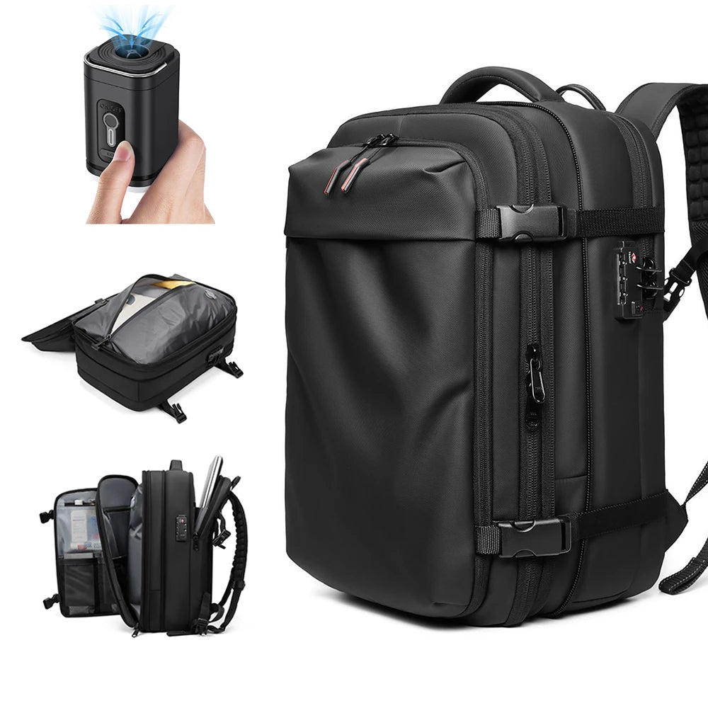 Men Travel Backpack Vacuum Compression Laptop Backpack 17 Inch Extended Large Capacity School Backpack Hiking Business Backpack